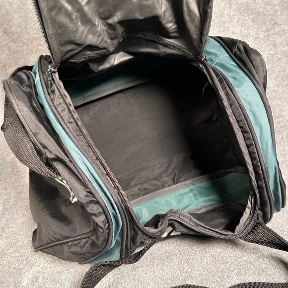 Vintage 1993 Reebok Duffle Bag Black Teal Nylon Gym Travel Vector Logo RN 69421 - Picture 9 of 12